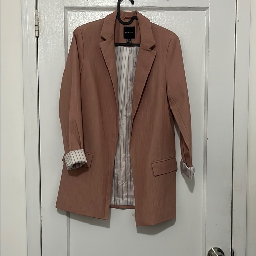 New Look Blush Jacket with Striped Interior